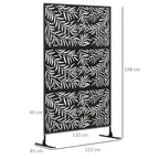 Outdoor Steel Screen with Willow Pattern and 2 Feet, 122x45x198 cm, Black