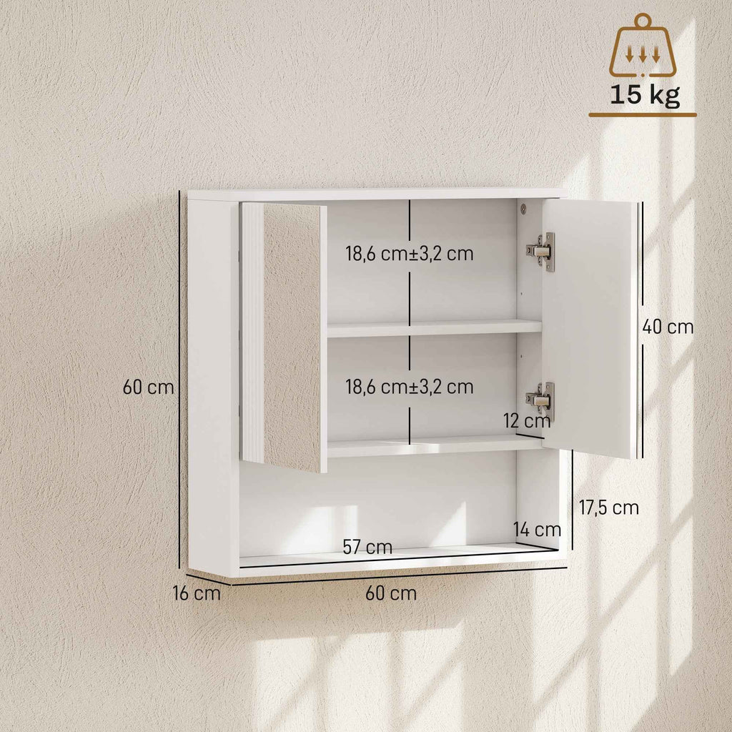 HOMCOM Wall-Mounted Bathroom Cabinet with Soft-Close Doors and Adjustable Shelf