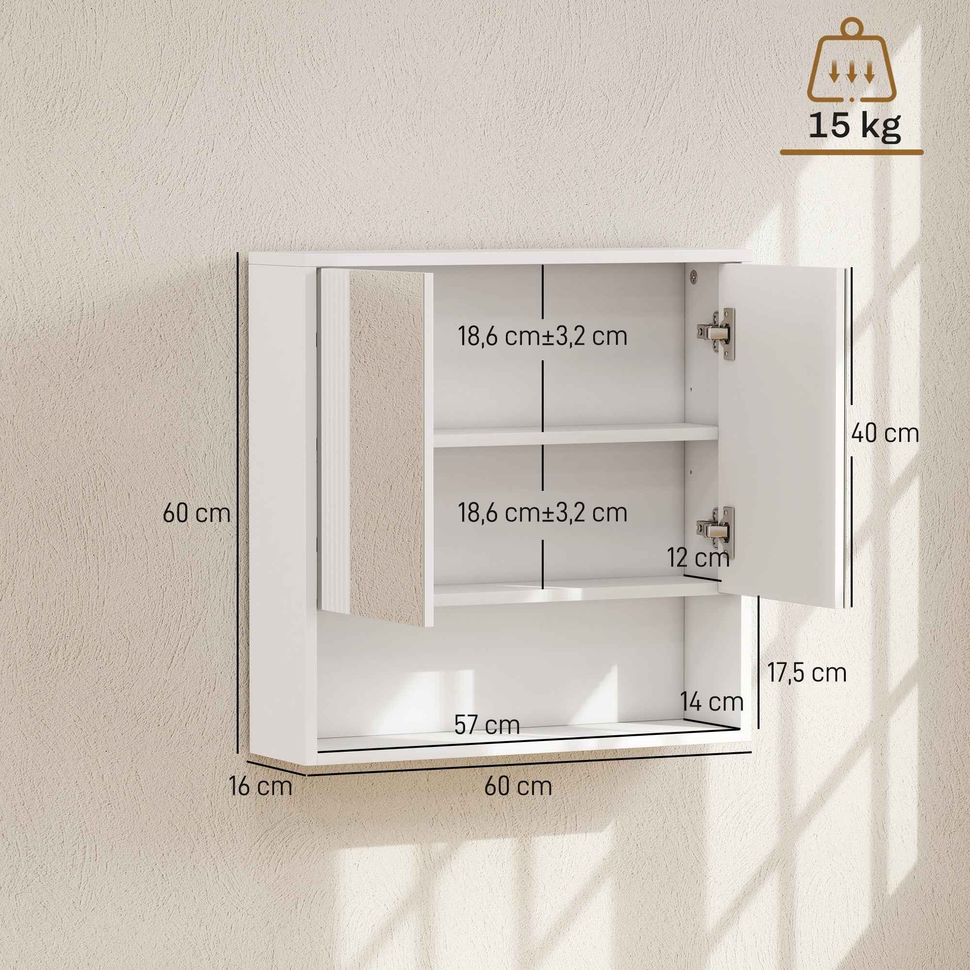 HOMCOM Wall-Mounted Bathroom Cabinet with Soft-Close Doors and Adjustable Shelf