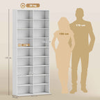 HOMCOM CD and DVD Shelves 18 Compartments Max. Capacity 640 CDs/360 DVDs 430 Blu-rays 78.5 x 24 x 175 cm White