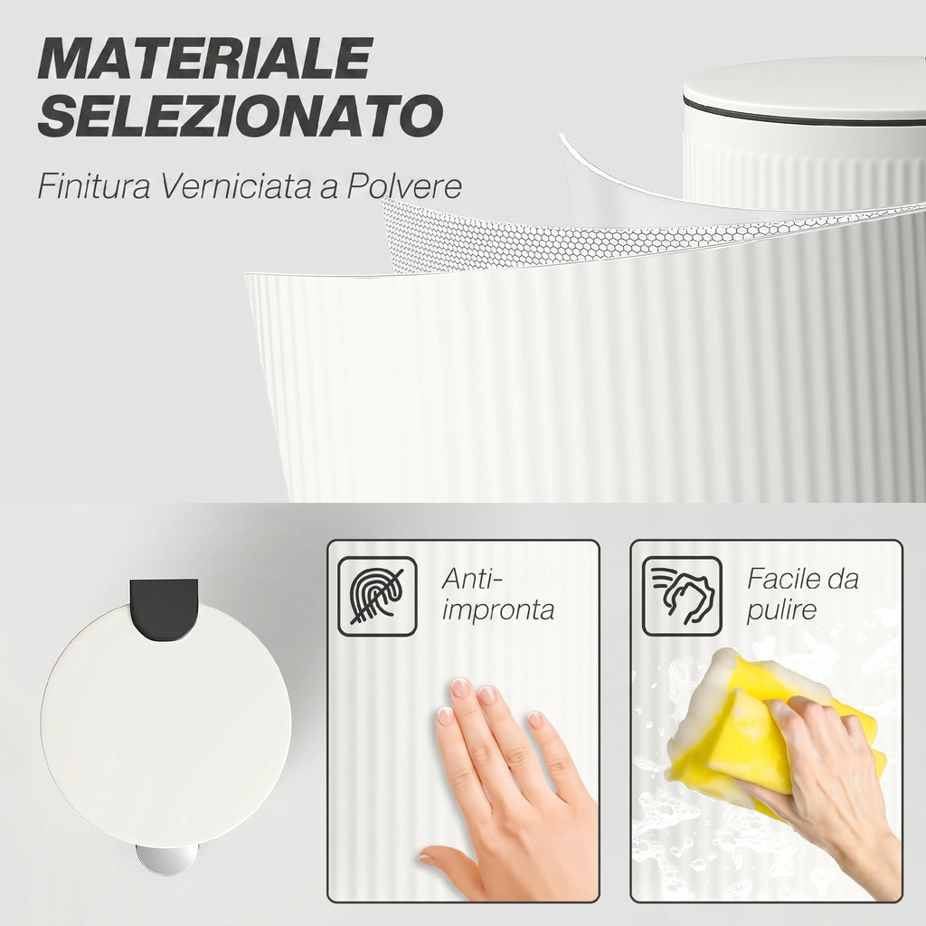 HOMCOM 30L Metal and PP Soft-Close Lid Rubbish Bin, Cream