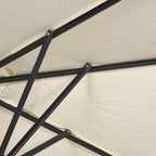 Double Tilting and Adjustable Umbrella with Cord, in Polyester and Metal, 150x295x170-214 cm, Cream
