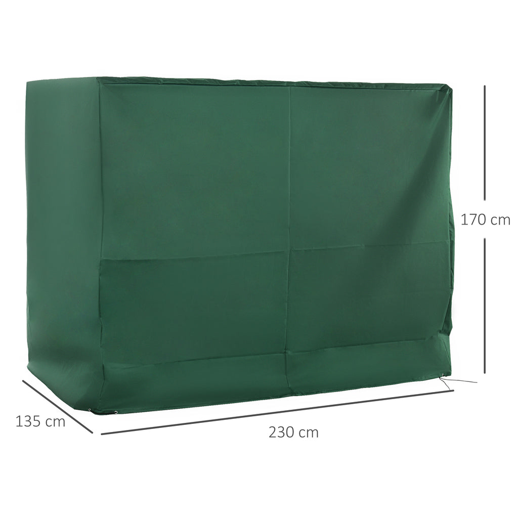 3 Seater Oxford Fabric Garden Swing Cover with Rope Closure, 240x133x185cm, Green