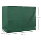3 Seater Oxford Fabric Garden Swing Cover with Rope Closure, 240x133x185cm, Green