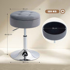 HOMCOM Height-Adjustable Bar Stool with Storage Compartment, Padded Swivel Seat without Backrest, Grey