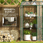 Outsunny Garden Greenhouse with PE Cover, 6 Shelves and 2 Roll-Up Doors, 143x46x151cm, Transparent