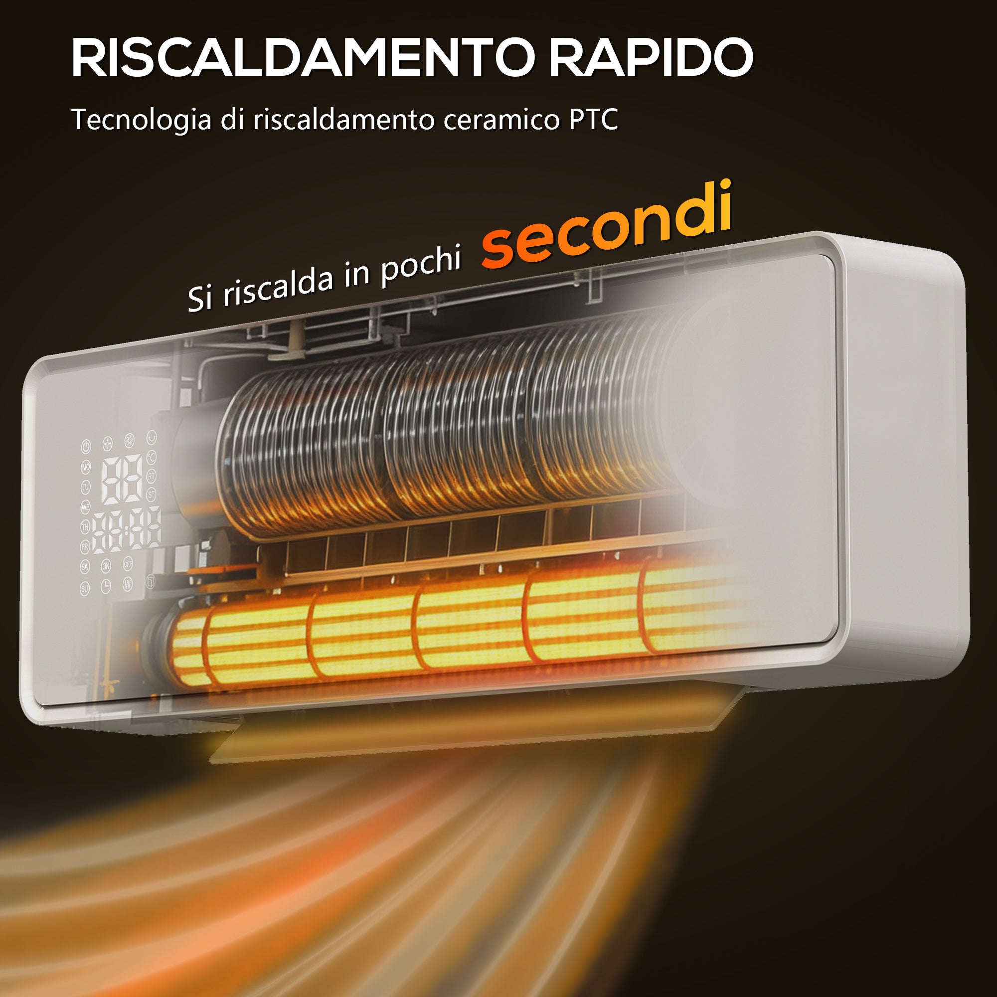 2000W Wall-Mounted Ceramic Heater with 3 Modes, Adjustable Temperature, Timer, Remote Control, Child Lock, White