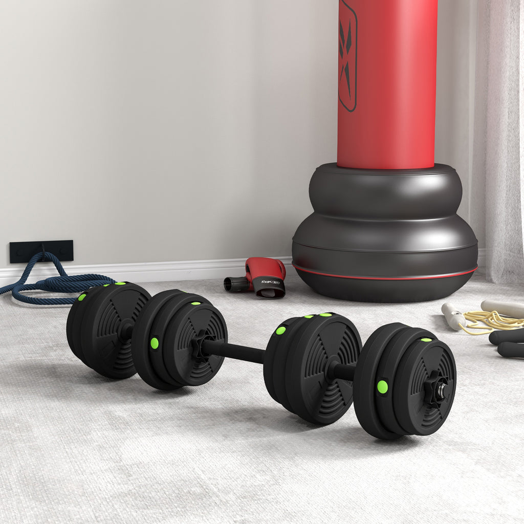 SPORTNOW 2-in-1 Set with 2 Dumbbells Convertible to a Barbell, Total Weight 25 kg and Adjustable Weight Discs, Black