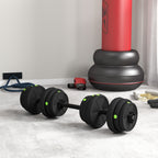 SPORTNOW 2-in-1 Set with 2 Dumbbells Convertible to a Barbell, Total Weight 25 kg and Adjustable Weight Discs, Black
