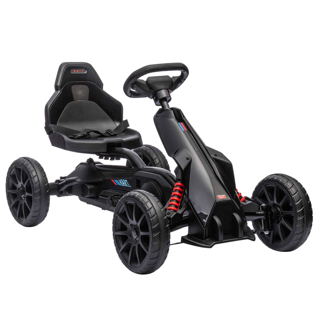 Outsunny Kids Pedal Go-Kart with 4-Position Adjustable Seat and EVA Wheels, 100 x 58 x 58.5 cm, Black