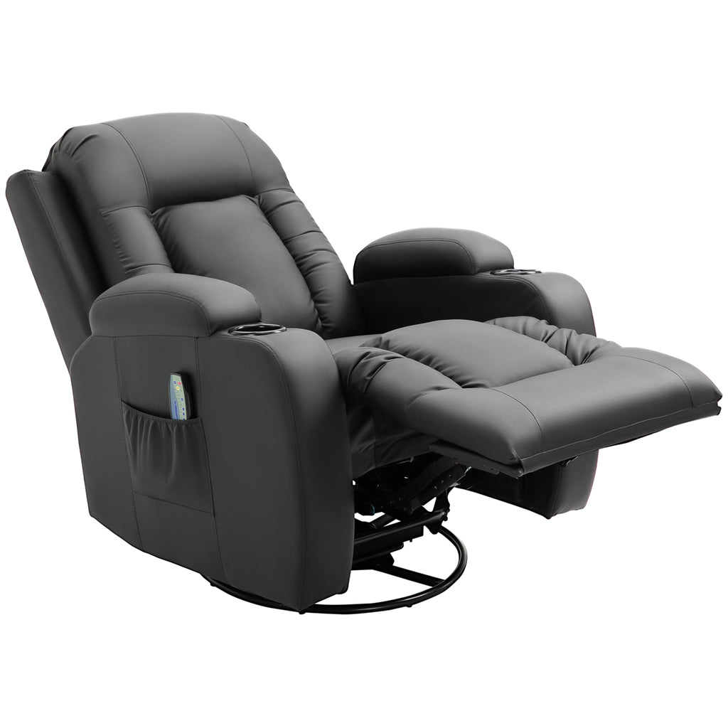 Homcom Relaxable relaxation armchair up to 150 ° in fake skin with 8 massage and heating points, black - Borgè
