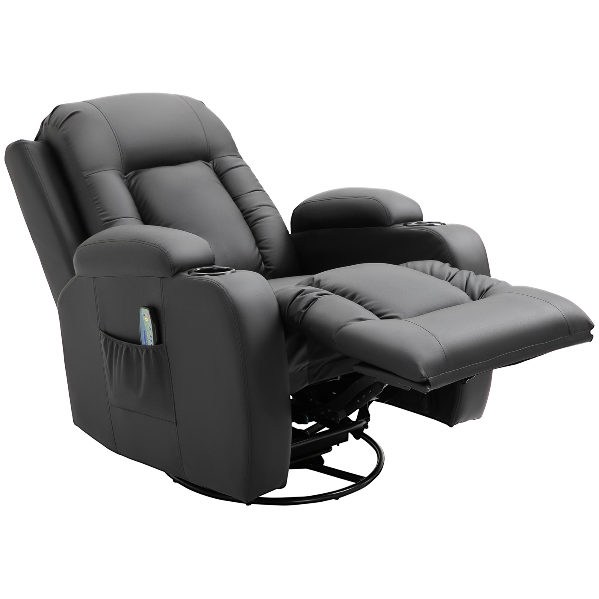 Homcom Relaxable relaxation armchair up to 150 ° in fake skin with 8 massage and heating points, black - Borgè