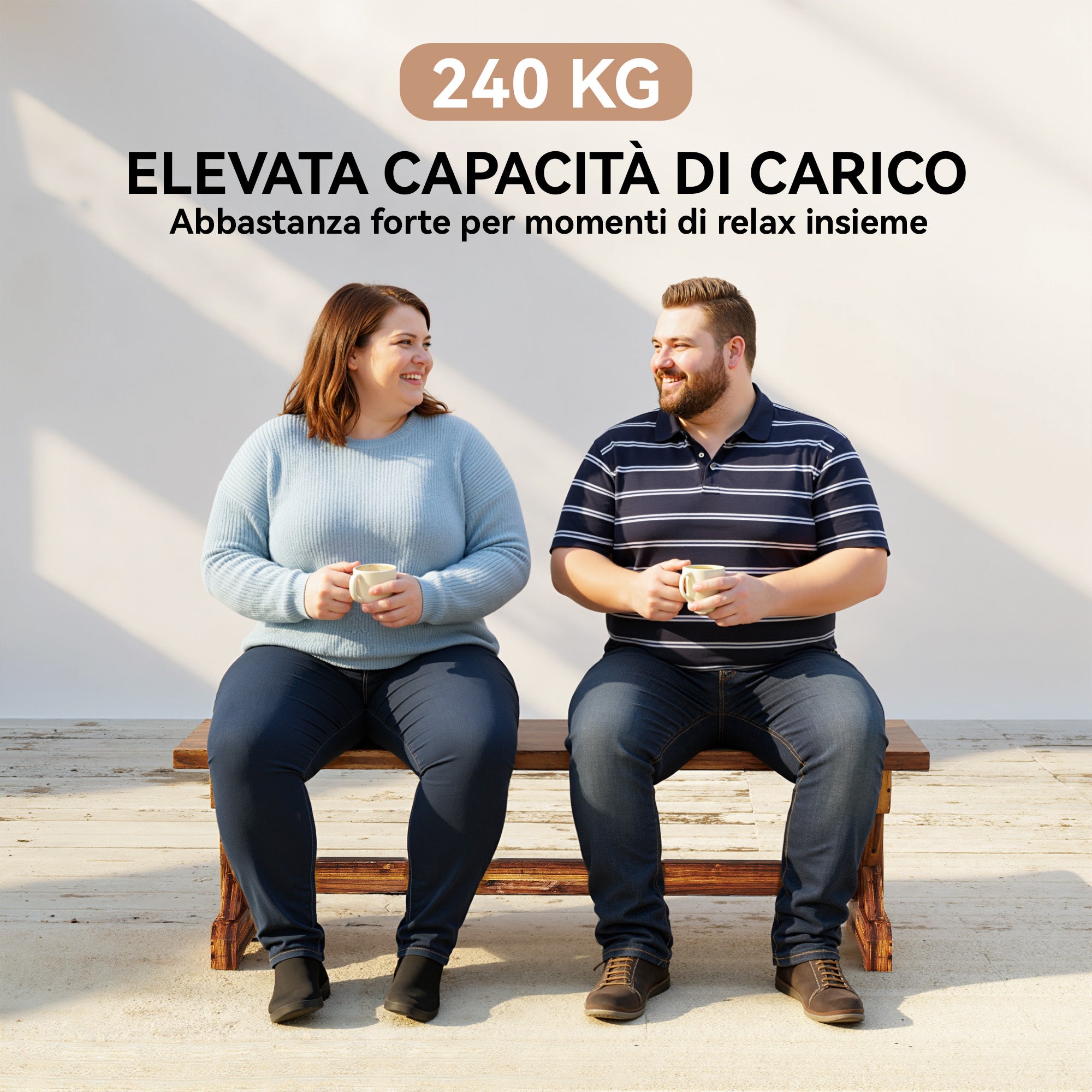 Outsunny 2-Seater Garden Bench in Fir Wood without Backrest in Rustic Style, 114Wx40Dx46H cm