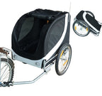 PawHut Foldable Bicycle Pet Trailer, black and white, 130x90x110cm - Borgè