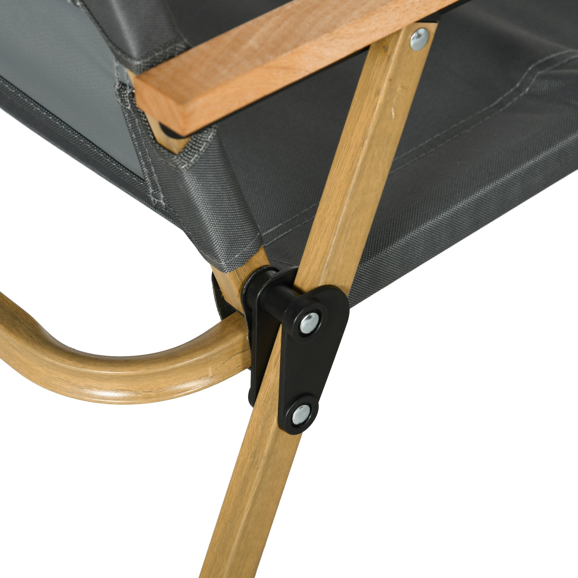 Set of 2 Folding Outdoor Chairs with Armrests in Oxford Fabric and Steel, Gray