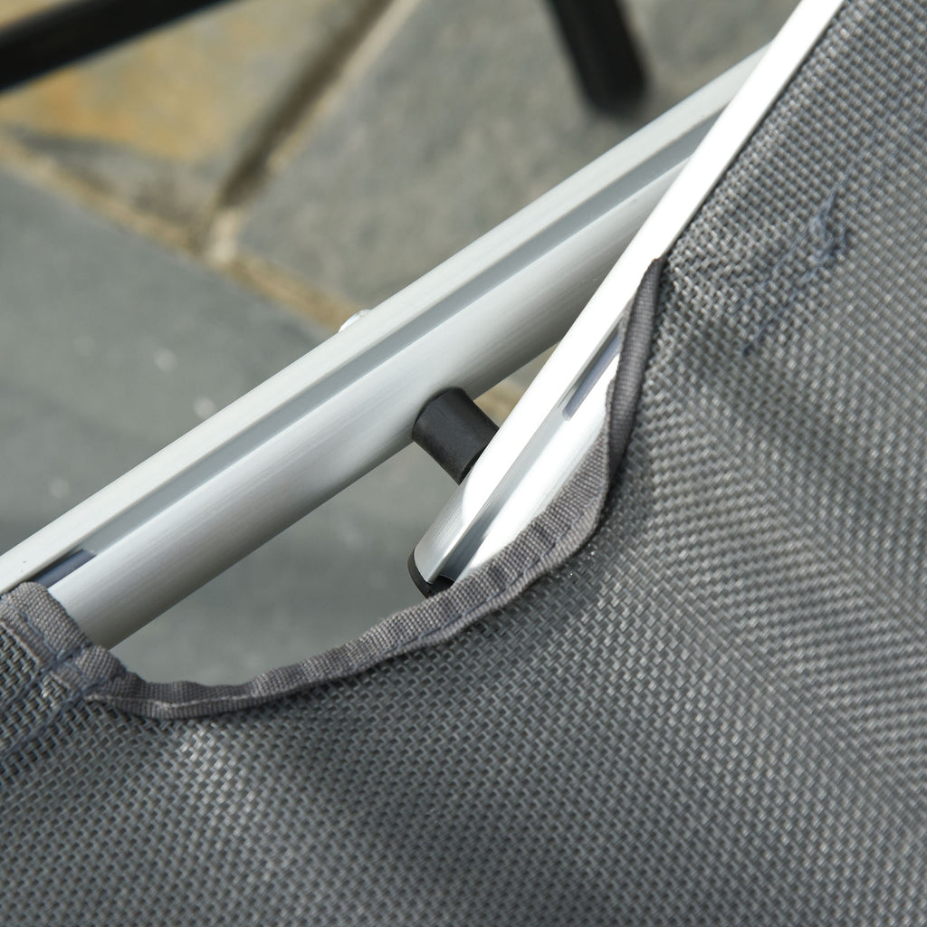 Outsunny Folding Deck Chair with Adjustable Headrest and Backrest in Aluminum 60x165x76cm Gray