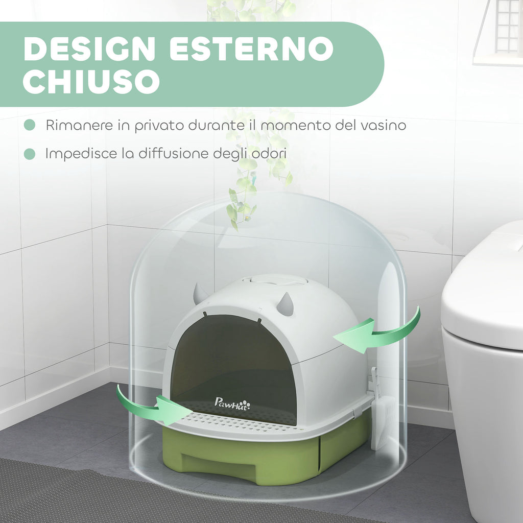 Closed Cat Litter Box with Removable Tray, Scoop and Activated Carbon Filter, Multicolor