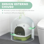 Closed Cat Litter Box with Removable Tray, Scoop and Activated Carbon Filter, Multicolor