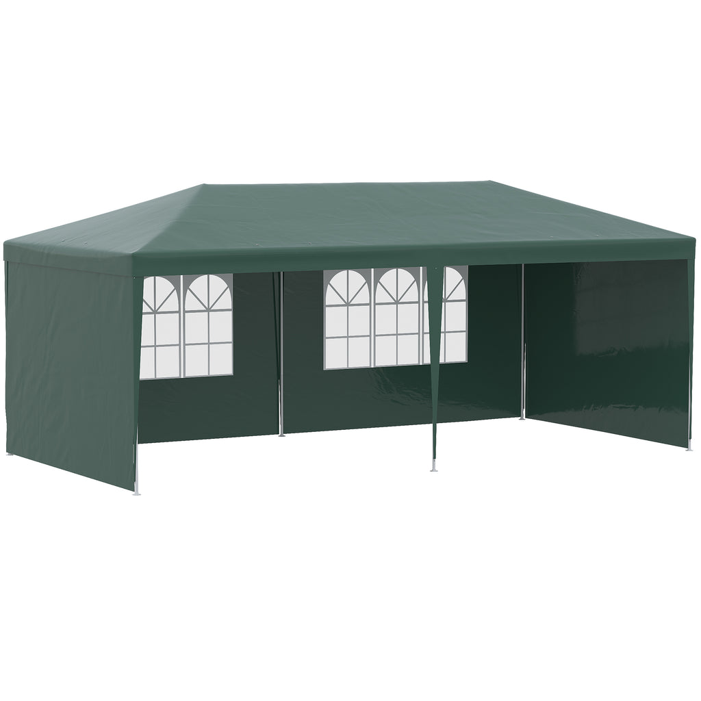 6x3m Garden Gazebo for Events with Removable Walls and Transparent Windows, Green