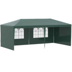 6x3m Garden Gazebo for Events with Removable Walls and Transparent Windows, Green