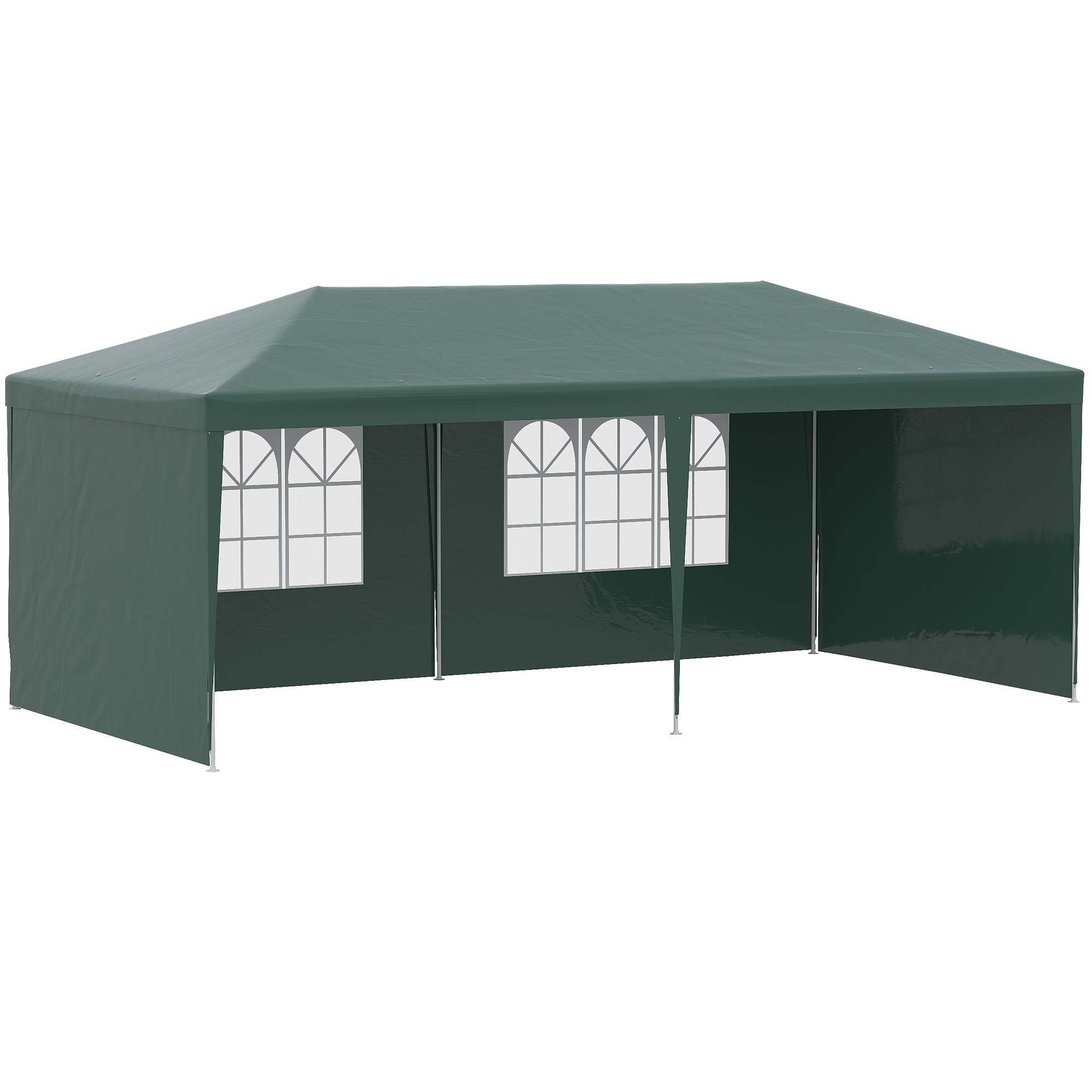 6x3m Garden Gazebo for Events with Removable Walls and Transparent Windows, Green