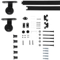 Steel Sliding Door Kit with Tracks, Stoppers and Guides, 200x40x0.6 cm, Black
