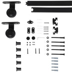 Steel Sliding Door Kit with Tracks, Stoppers and Guides, 200x40x0.6 cm, Black