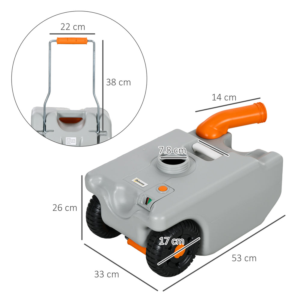 22L Camping Water Tank with Wheels and Handle and Swivel Spout, Gray