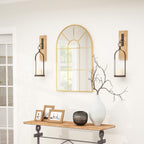 Arched Wall Mirror in Glass and Gold Metal with a Modern Style, 91x2x60 cm