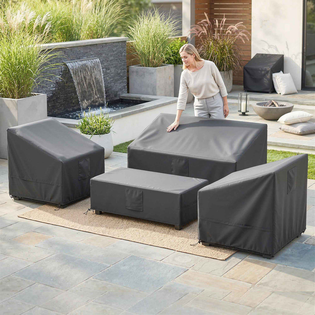 Outsunny 4-Piece Waterproof Garden Furniture Covers, Black