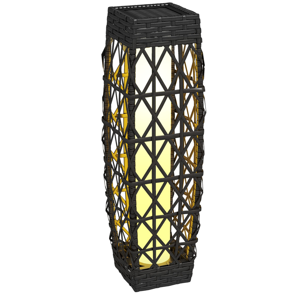 Solar Garden Lamp with LED Lighting, in Steel and PE Rattan, 20x20x68 cm, Gray
