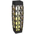 Solar Garden Lamp with LED Lighting, in Steel and PE Rattan, 20x20x68 cm, Gray