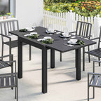 Outsunny Extendable Slatted Garden Table for 4-6 People, Aluminum, 80-160x80x75 cm, Black
