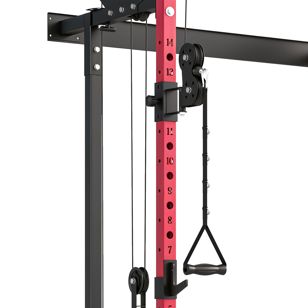 SPORTNOW Folding Power Cage, Rack with Pull-Up Bar and Cable Pulley System, Red