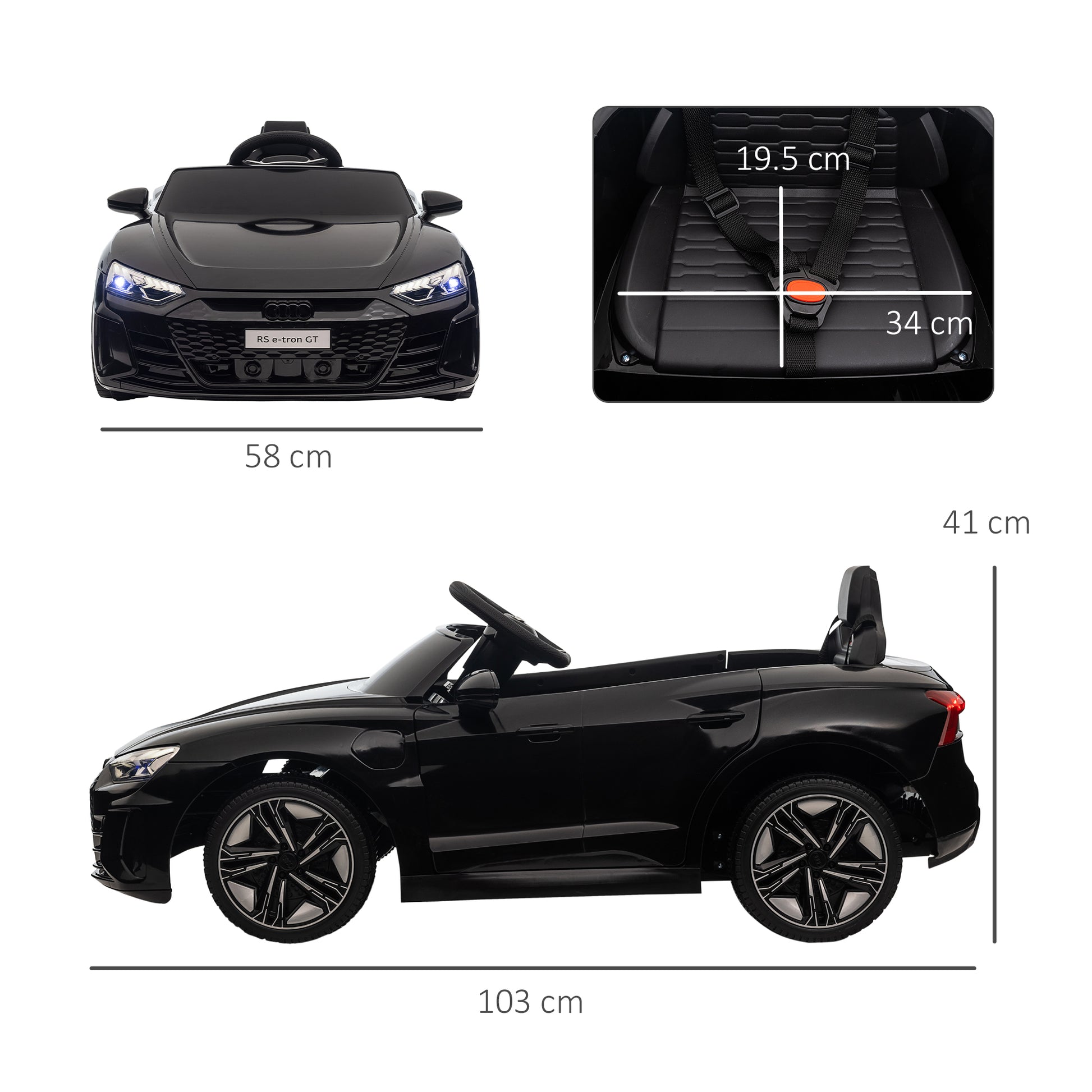 Homcom 5 -year children's electric machine with Audi license, remote control and music, black - Borgè