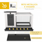 Outdoor Rabbit Hutch on Wheels with Removable Tray, in Fir Wood and Steel, 91x51x66 cm, Multicolor