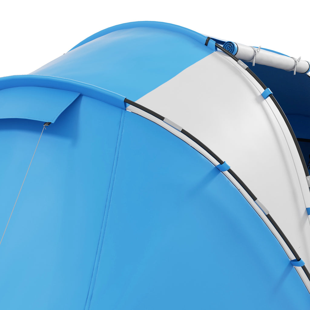 4-Person Camping Tent with 2 Sleeping Areas and Carry Bag, 430×240×170 cm, White and Blue