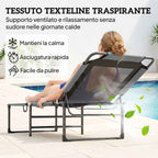 Outsunny 4-Position Reclining Outdoor Lounger, Folding Chair with Handle, Grey.