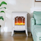 Electric Floor Fireplace, 1000W/2000W Power, Adjustable Flame Effect, 39x23x56.5cm, White