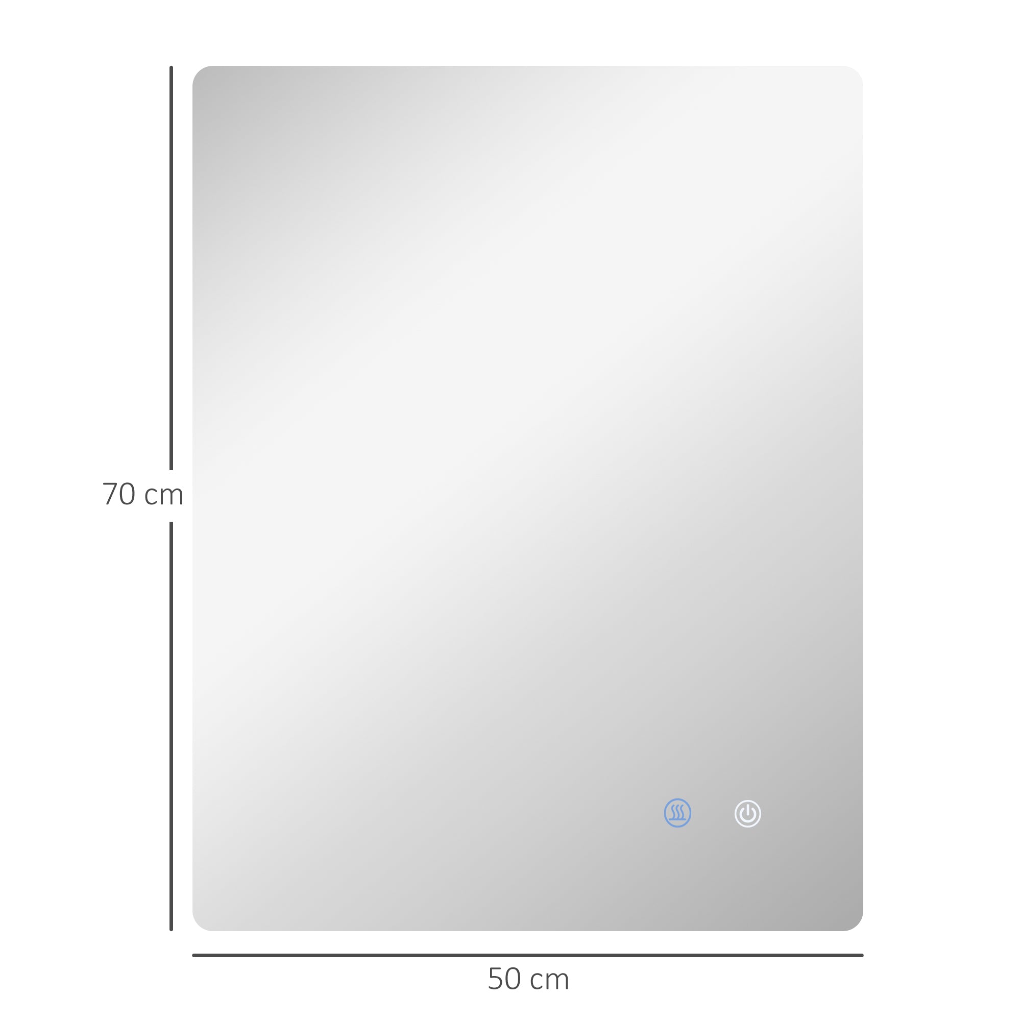 Bathroom Mirror with Adjustable LED Lights, Touch Switches and Anti-Fog Function, 70x50 cm