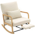 HOMCOM Corduroy Rocking Chair with Footrest, Reclining Backrest, Scandinavian Style, Cream