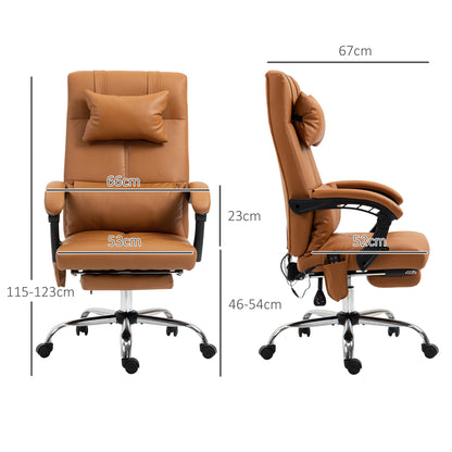 Height Adjustable Massage Chair with Footrest, Faux Leather, 66x67x115-123 cm, Light Brown