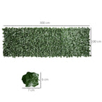 Outsunny PE Ivy Leaf Faux Hedge Roll for Balcony and Garden, 300x100 cm, Dark Green