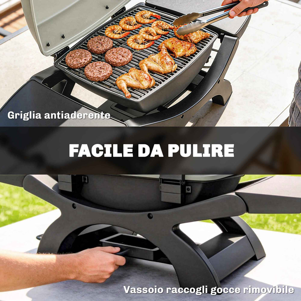 Outsunny 2300W Portable Tabletop Electric Barbecue with Side Shelves, Black.