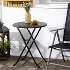Outsunny Round Folding Garden Table in Steel and HDPE, Ø60x73 cm, Dark Grey