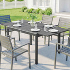 Outsunny Extendable Garden Table for 6-8 People with Slatted Top, Aluminum, 110-170x90x75 cm, Dark Gray
