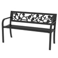 Outsunny Garden bench 2 seats in steel with decorated back and armrests, 127x50x75cm, black - Borgè