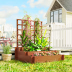 Outsunny 3-Tier Fir Wood and Non-Woven Fabric Planter with Trellis, 95x95x110 cm, Brown