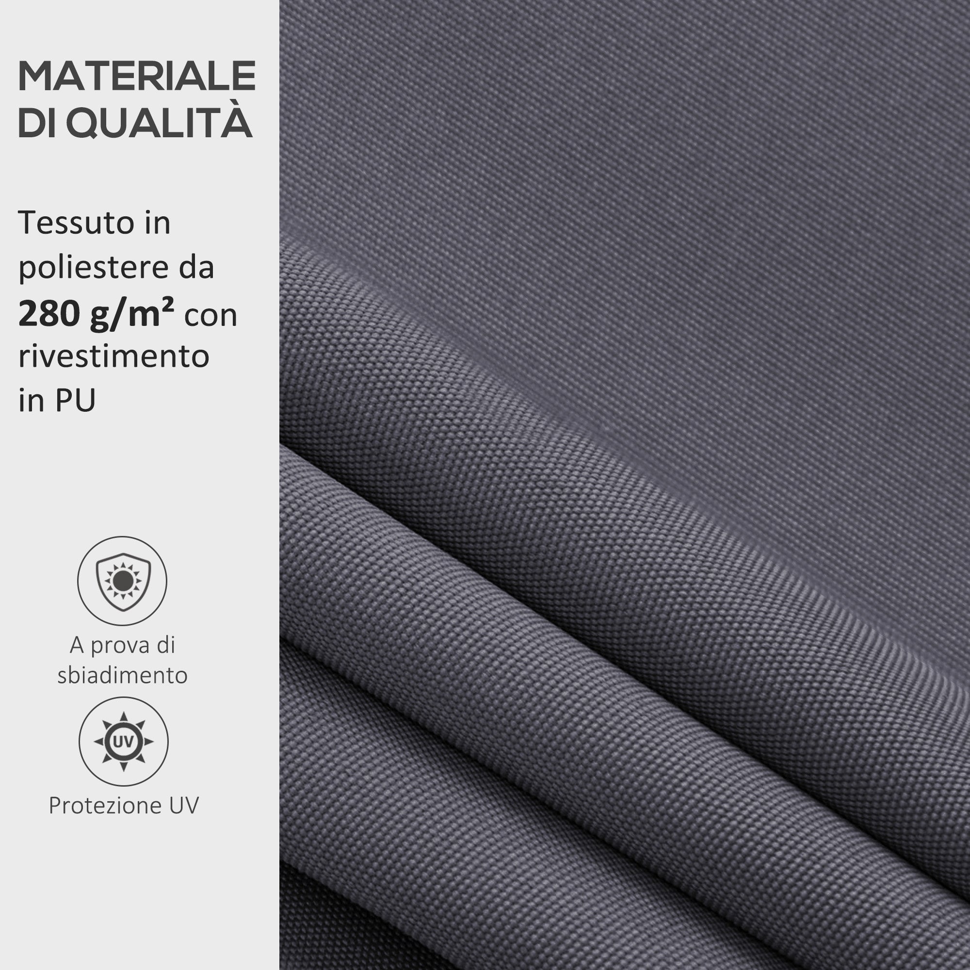 Replacement Cover for Retractable Arm Awning in Anti-UV Polyester 3.6x2.5 m, Gray