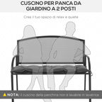Garden Bench Cushion with Ties and Thick Padding, 100x40cm, Dark Gray - Borgè